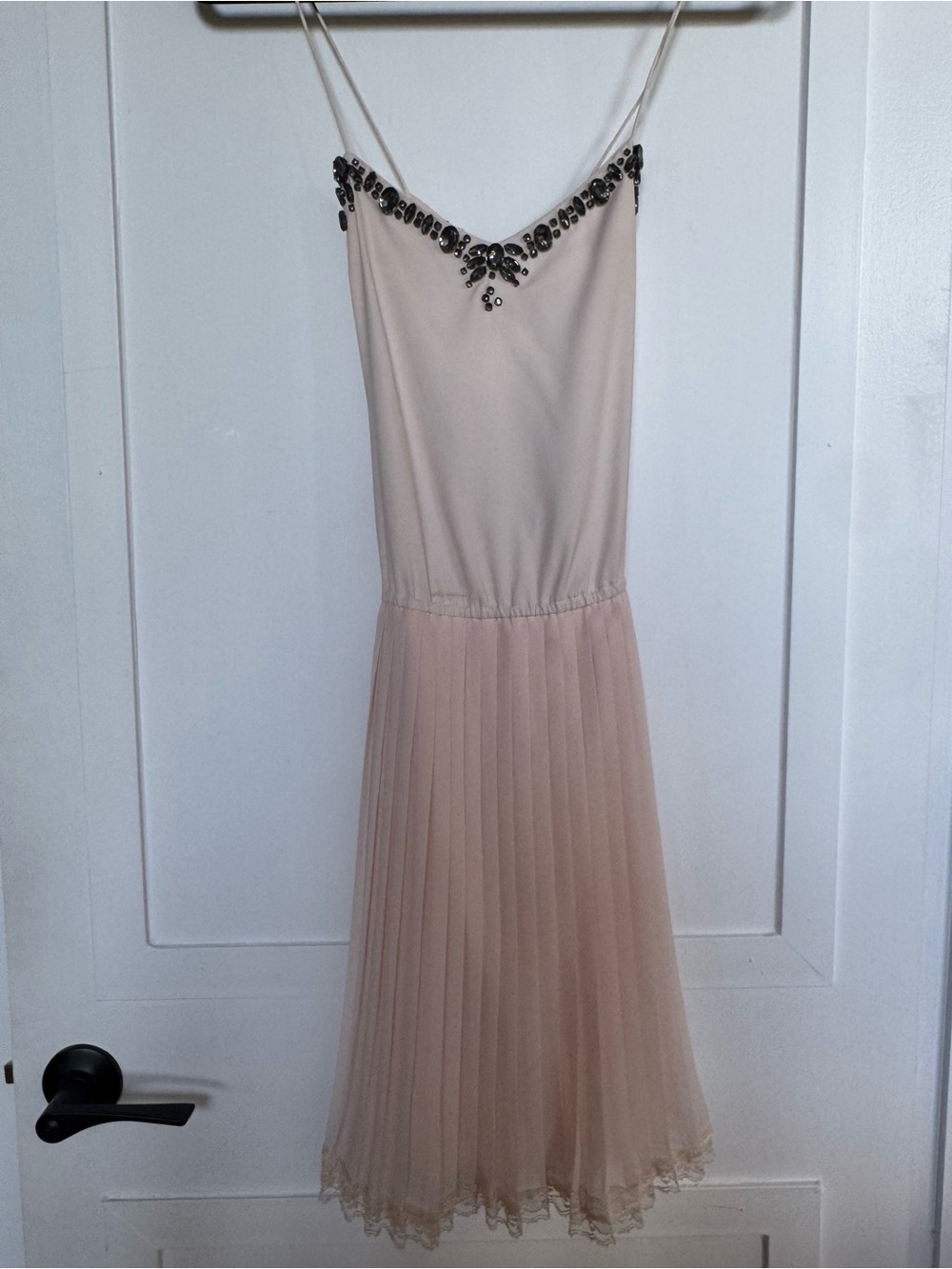 Victoria's Secret Jeweled Blush Pleated Dress XS